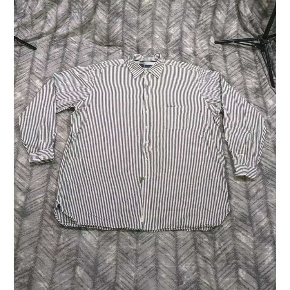 Ralph Lauren Oxford Shirt Button Down Long Sleeve Gray Striped Mens 2XLT Tall